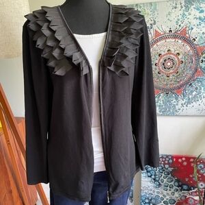 Ravel Black Ruffled Cardigan